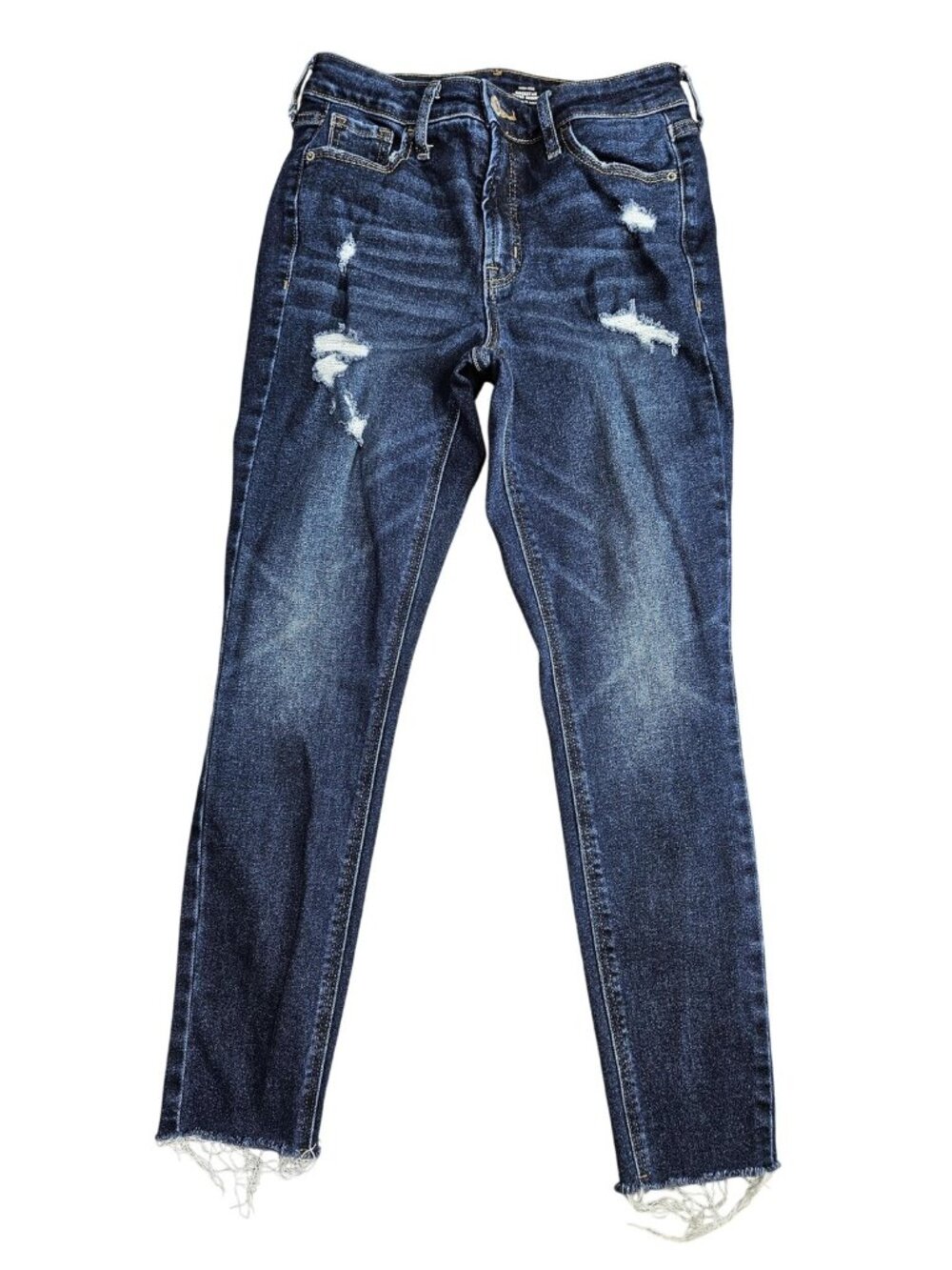 Old Navy‎ High Rise Rockstar Super Skinny Jeans Womens 4 Blue Distressed Raw Hem